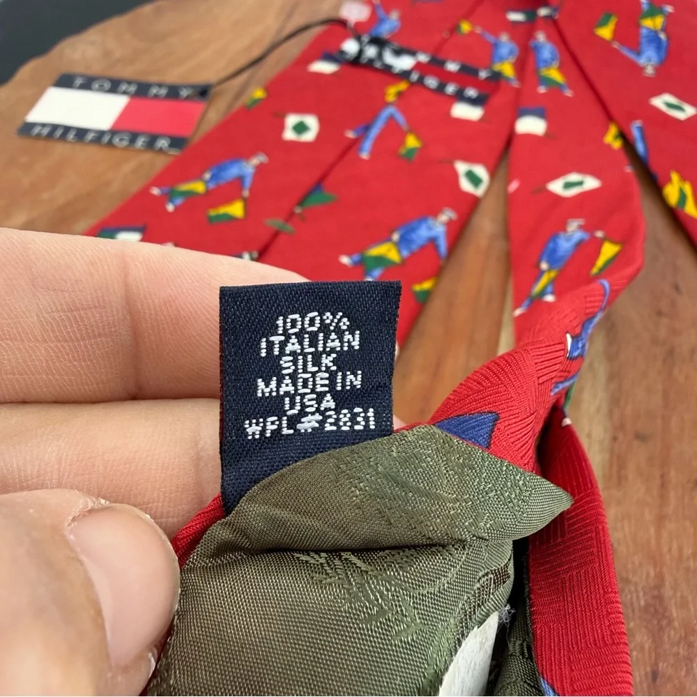 Tommy Hilfiger red necktie nautical signal‎ flag sailor pattern wide 3.75” 56”